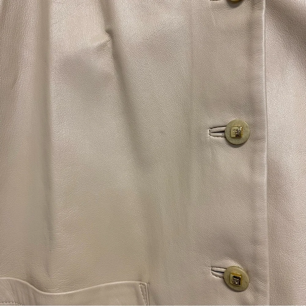 St. John Sport Marie Gray Women’s Jacket Medium 100% Leather Luxury Neutral